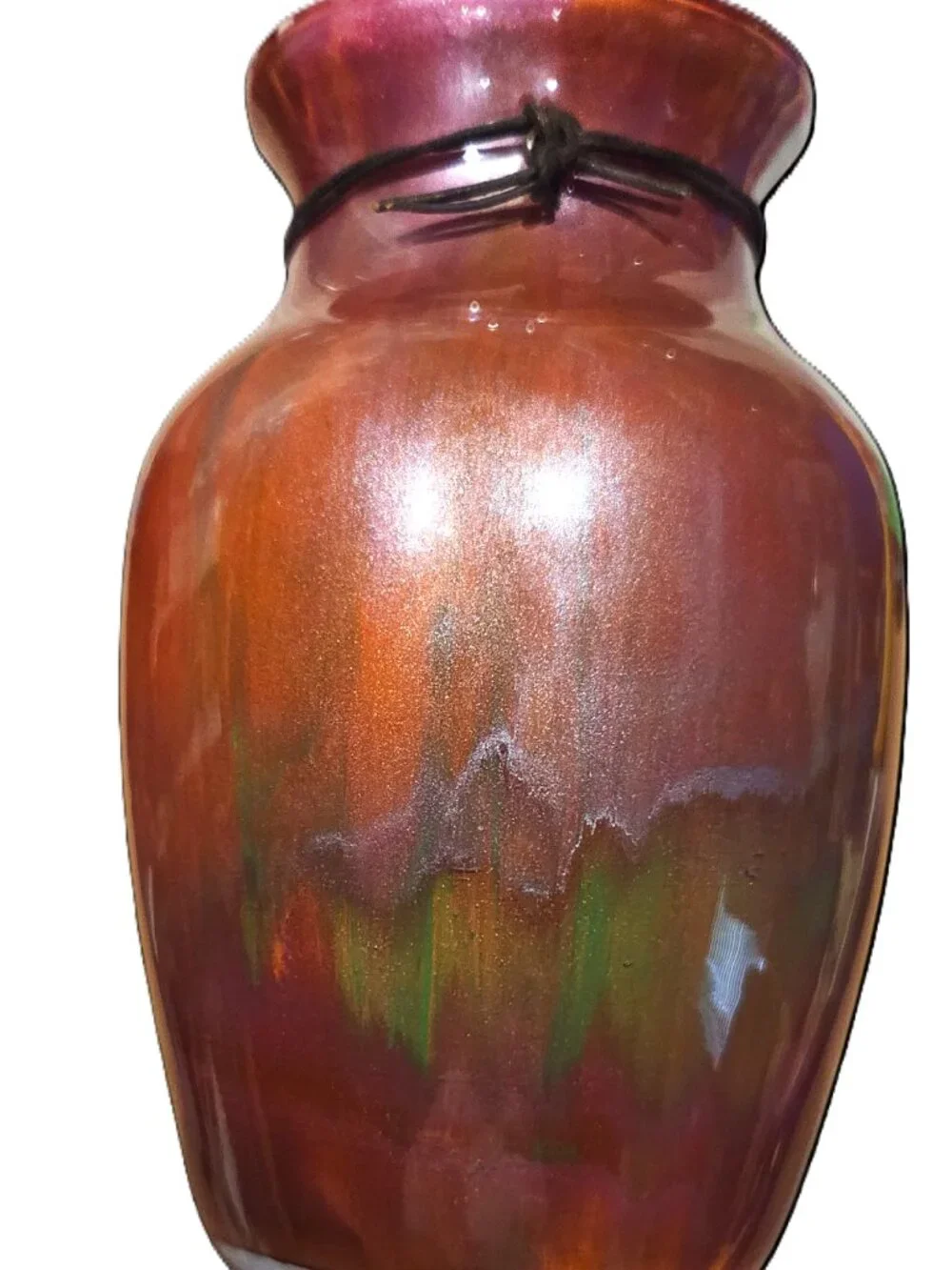 Fluid Art African Cowrie Shell Necklace Vase, Size 7 inches, Handcrafted Vase,